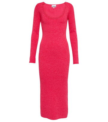 Ganni Ribbed-knit midi dress in pink