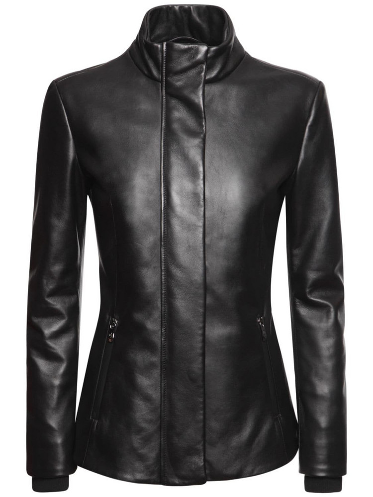 FERRARI Soft Leather Padded Jacket in black