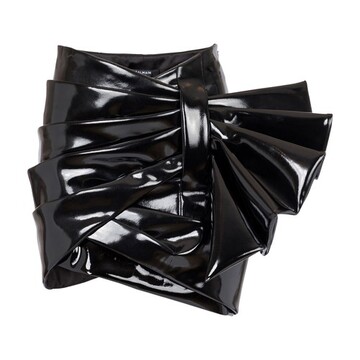 balmain short draped vinyl skirt in black