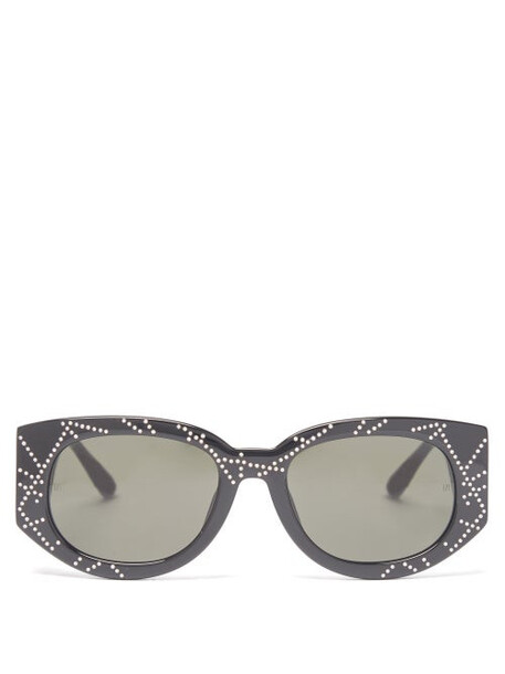 Linda Farrow - X Sara Shakeel Debbie Crystal-studded Sunglasses - Womens - Black