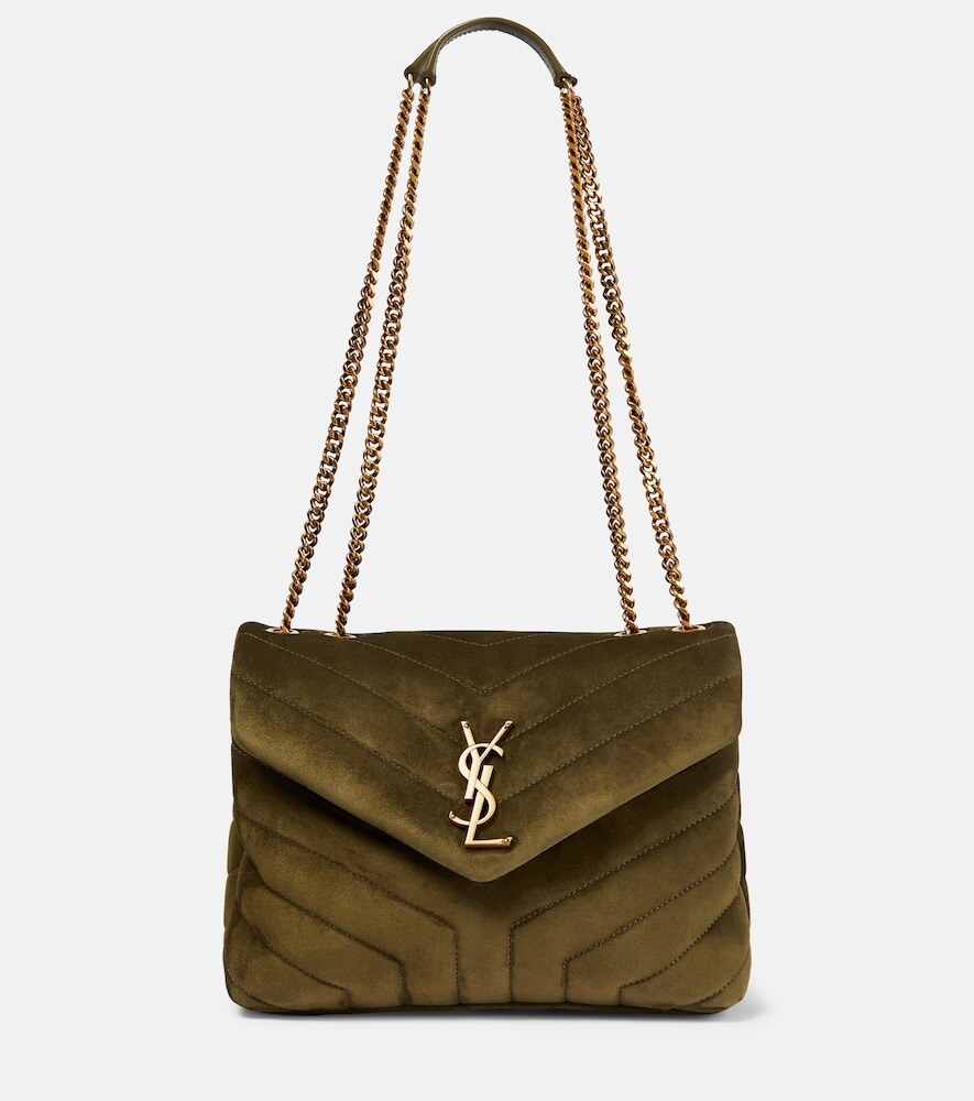 Saint Laurent Loulou Small suede shoulder bag in green