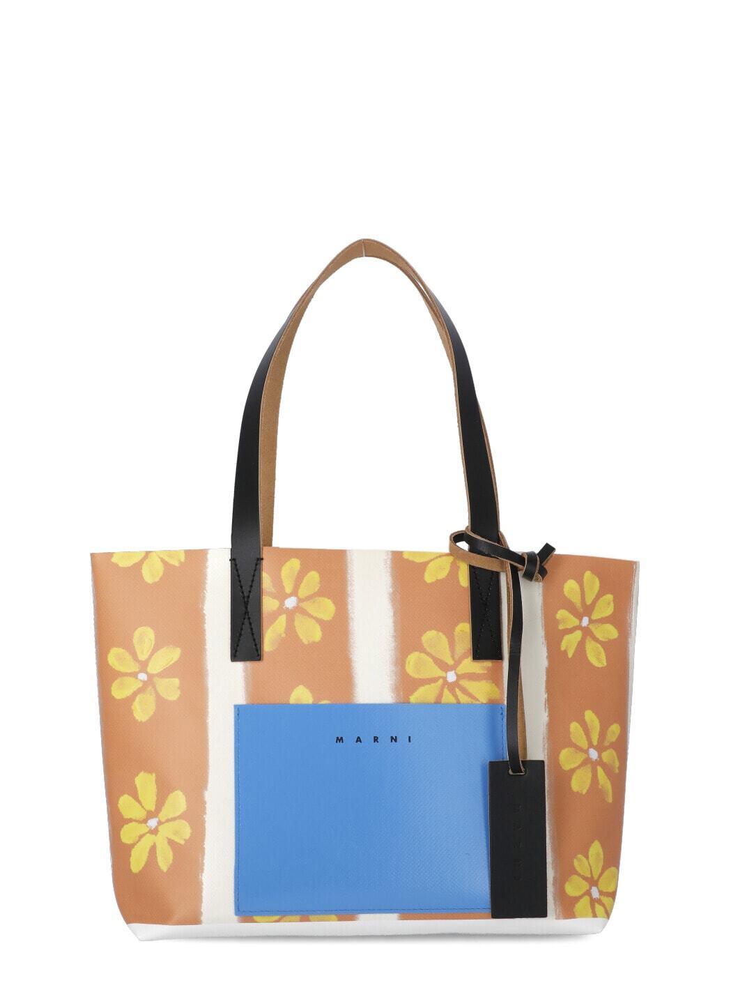 Marni Daisy Lane Printed Shopping Bag in azure