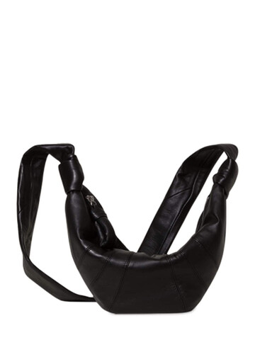 LEMAIRE Small Croissant Leather Shoulder Bag in black