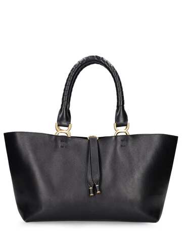 chloé small marcie tote leather bag in black