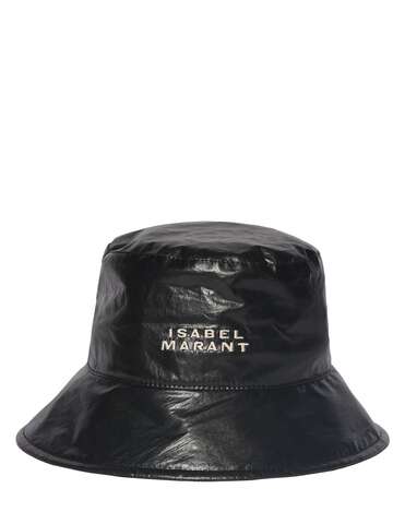 isabel marant loiena embroidered logo bucket hat in black