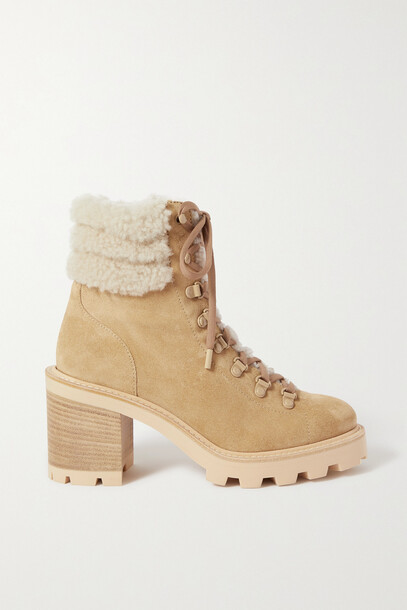 Jimmy Choo - Eshe 65 Shearling-lined Suede Ankle Boots - Neutrals