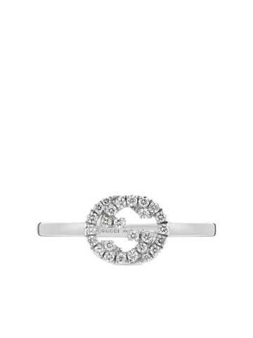 gucci 18kt white gold interlocking g diamond ring