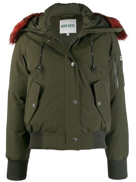 Kenzo faux fur hooded jacket in green