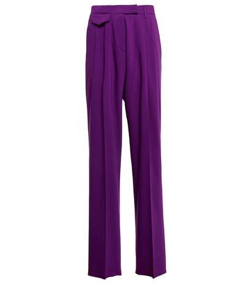 Dorothee Schumacher Wool-blend pleated straight pants in purple