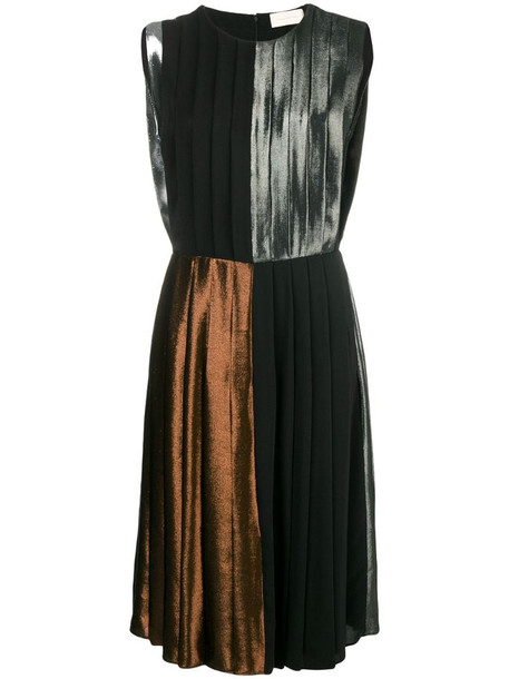 Christopher Kane panelled pleated lamé dress in metallic