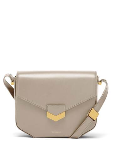 demellier london smooth leather shoulder bag in taupe