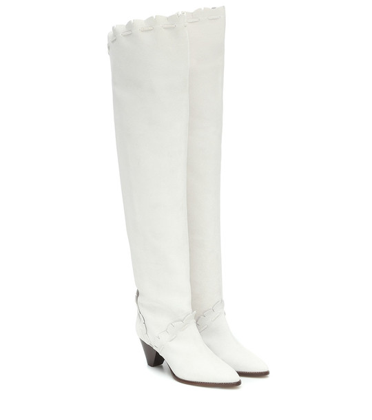 Isabel Marant Luiz suede over-the-knee boots in white