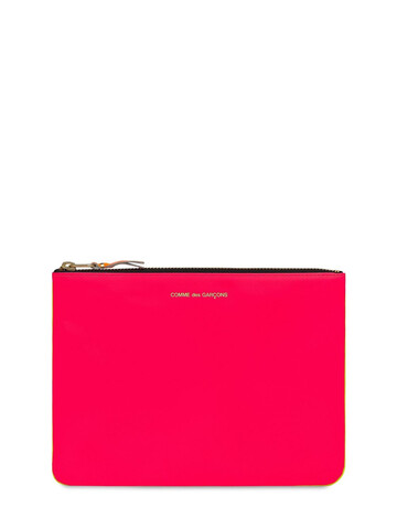 COMME DES GARÇONS WALLET Super Neon Leather Pouch in pink / yellow