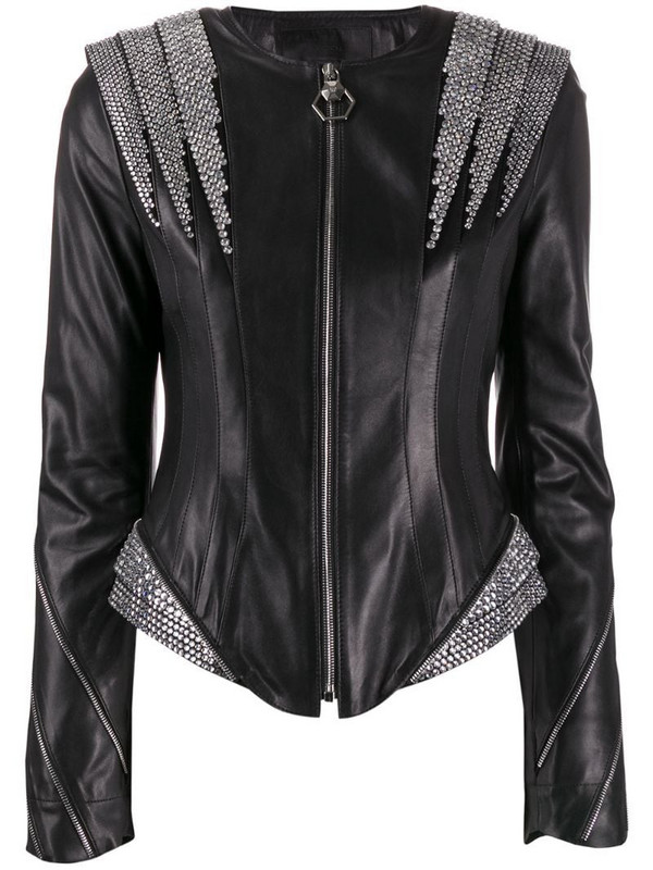 Philipp Plein crystal panelled jacket in black