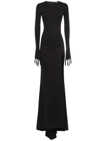 ALESSANDRO VIGILANTE Fluid Jersey Cutout Long Gathered Dress in black
