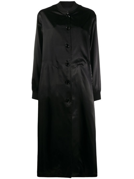MM6 Maison Margiela logo print single-breasted coat in black