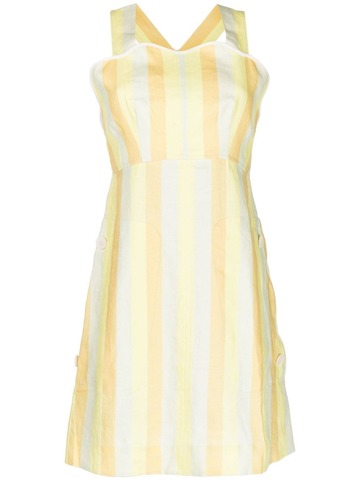 oroton striped apron dress - yellow