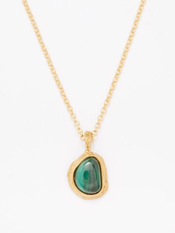 alighieri - droplet of mountain 24kt gold-plated necklace - womens - gold green