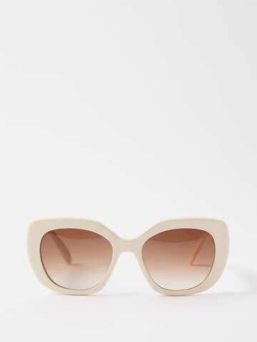 celine eyewear - triomphe story square acetate sunglasses - womens - ivory multi