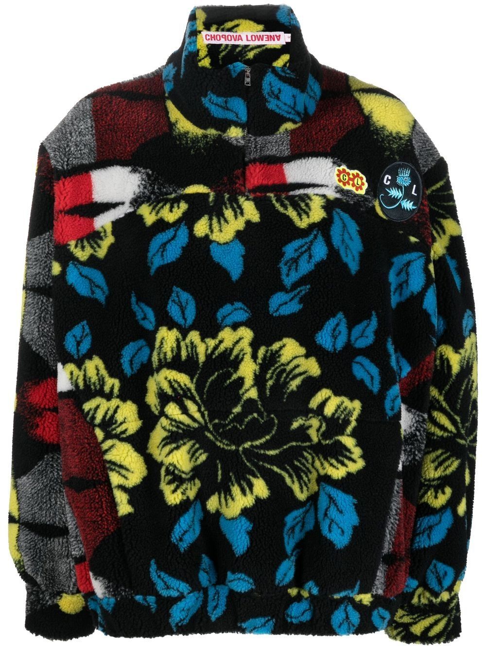 Chopova Lowena floral-print fleece pullover - Black