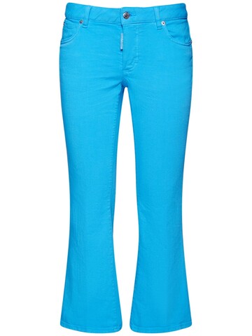 DSQUARED2 Flared Cropped Cotton Denim Jeans in turquoise