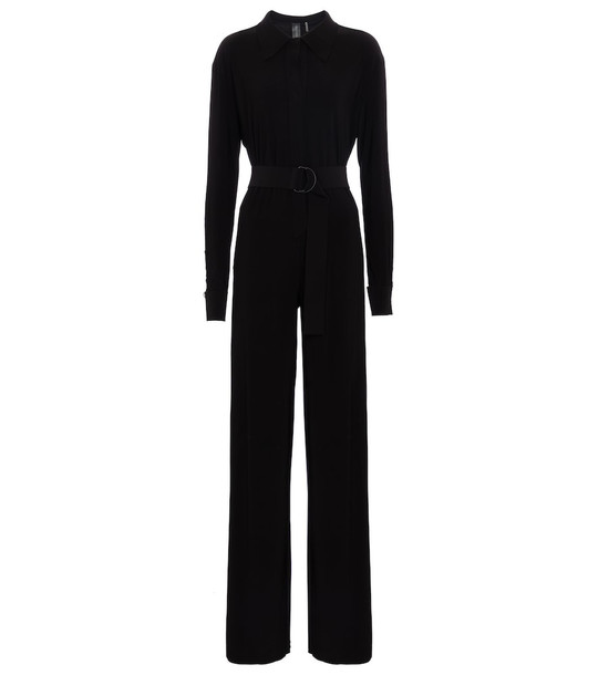 Norma Kamali Belted stretch-jersey jumpsuit in black