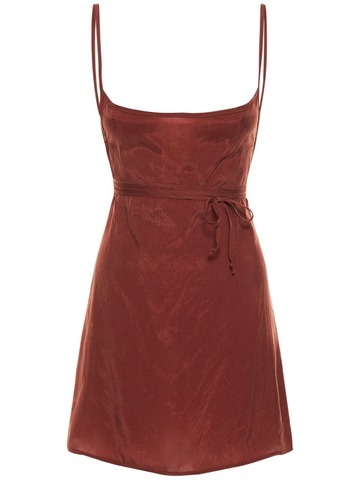 ANEMOS The Km Japanese Cupro Mini Dress in brown
