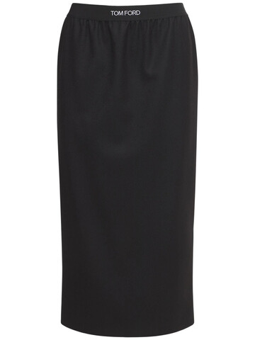 TOM FORD Logo Cashmere Jersey Midi Skirt in black