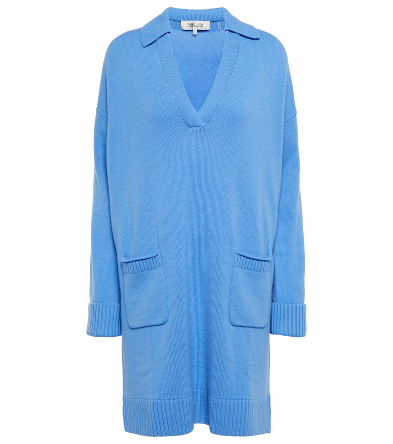 Diane von Furstenberg Malone sweater minidress in blue