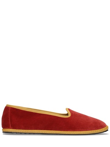 vibi venezia 10mm rialto velvet loafers in red / yellow