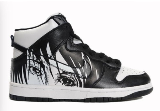 nike black and white shoes high tops