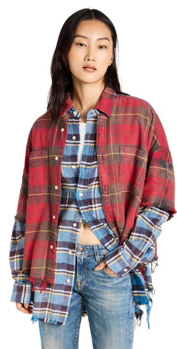 R13 Double Layer Shirt in blue / red