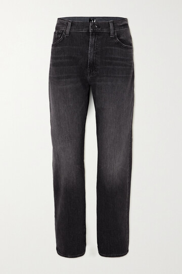 mother - + net sustain the ditcher cropped high-rise straight-leg jeans - black