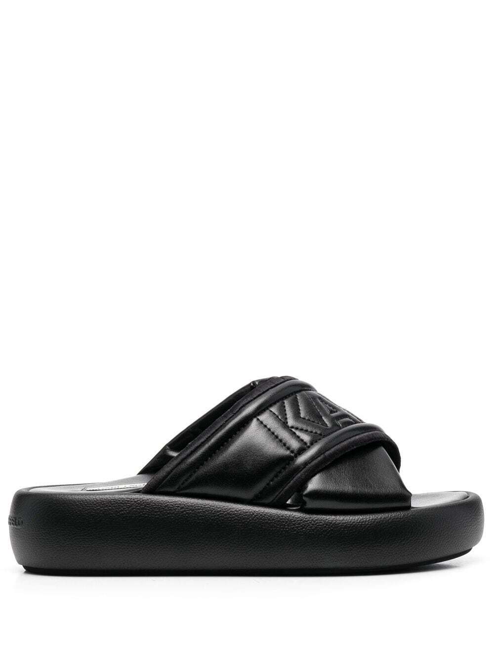 Karl Lagerfeld embossed-logo opent-toe sandals - Black