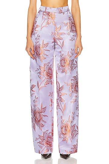 etro floral trouser in lavender in peach / purple
