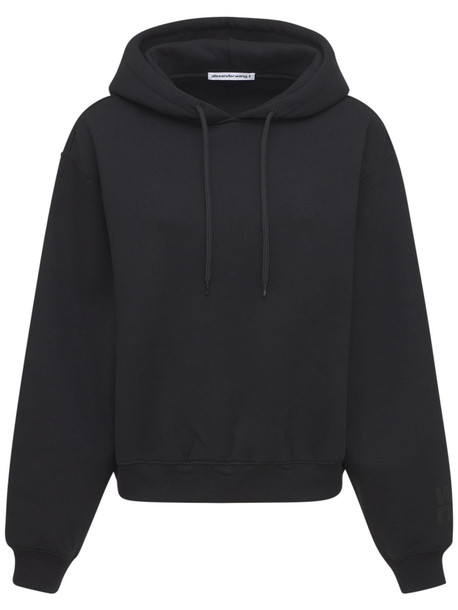 ALEXANDER WANG Logo Stretch Cotton Sweatshirt Hoodie in black
