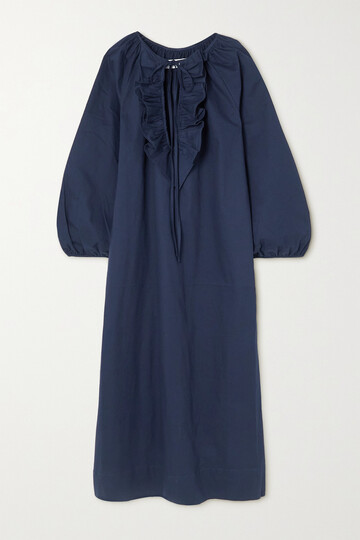 ÀCHEVAL PAMPA ÀCHEVAL PAMPA - + Net Sustain Gorrion Ruffled Stretch-cotton Satin Maxi Dress - Blue