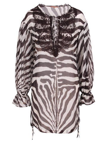 Ermanno Scervino Zebra Print Beachwear Dress in bianco