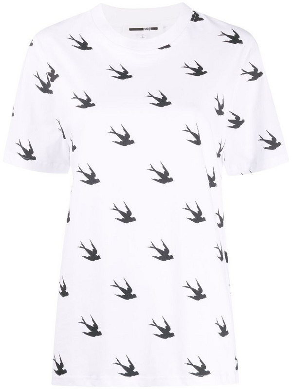 McQ Swallow swallow print T-shirt in white