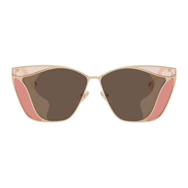 Chloe Gold and Pink Gemma Geometric Tinted Inlays Sunglasses