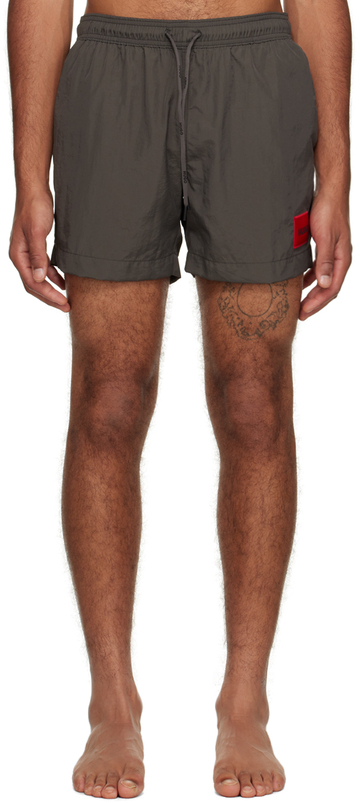 hugo gray quick-drying swim shorts in grey