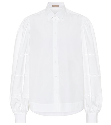alaã¯a puff-sleeve cotton-poplin shirt in white