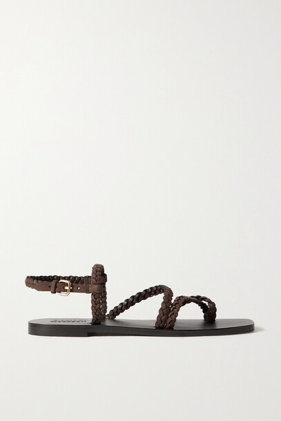 A Emery - + Matteau Corfu Braided Leather Slingback Sandals - Brown