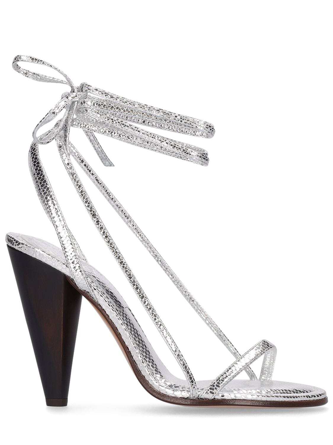 ISABEL MARANT 105mm Aliza Metallic Leather Sandals in silver