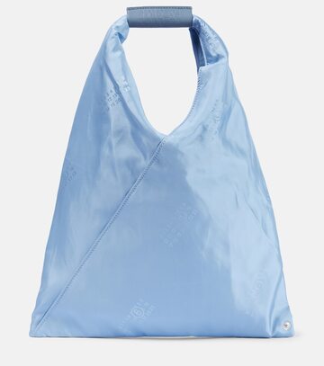 mm6 maison margiela japanese small leather-trimmed tote in blue