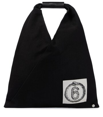 mm6 maison margiela japanese small canvas tote bag in black