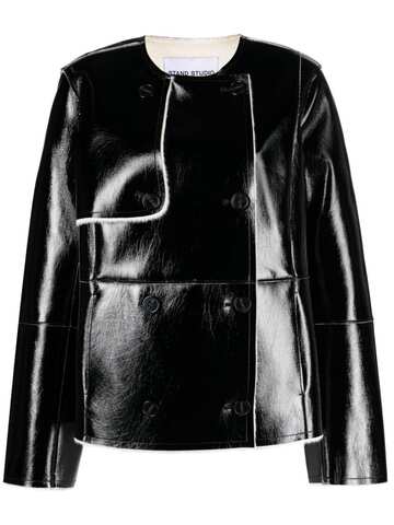 stand studio lara faux-shearling double-breasted jacket - black