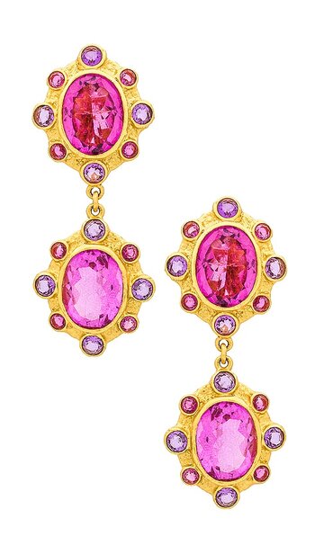 VALERE Calypso Earrings in Metallic Gold in pink