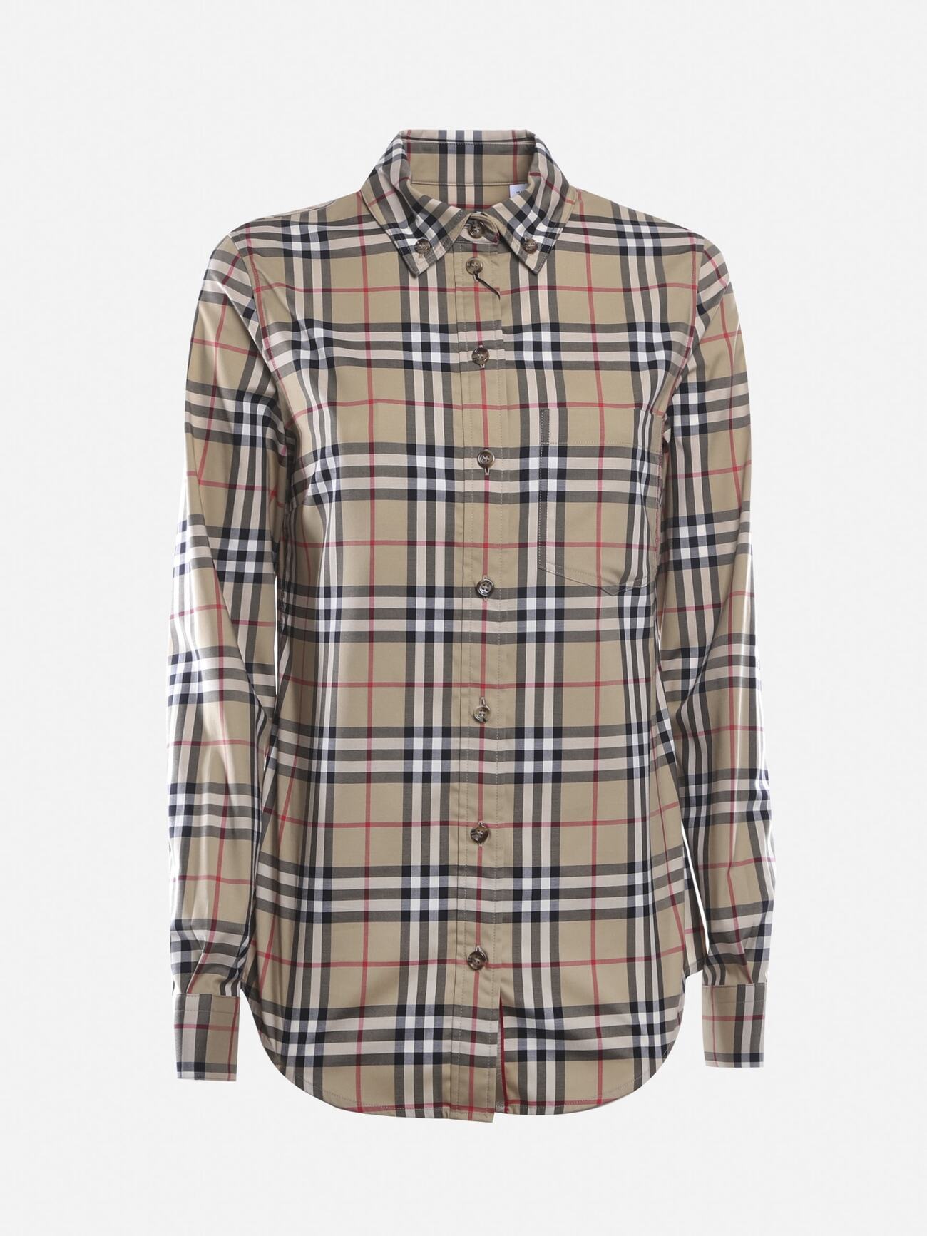Burberry Vintage Check Stretch Cotton Shirt in beige