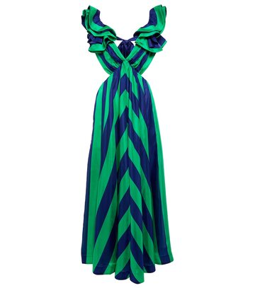 zimmermann striped silk maxi dress in blue